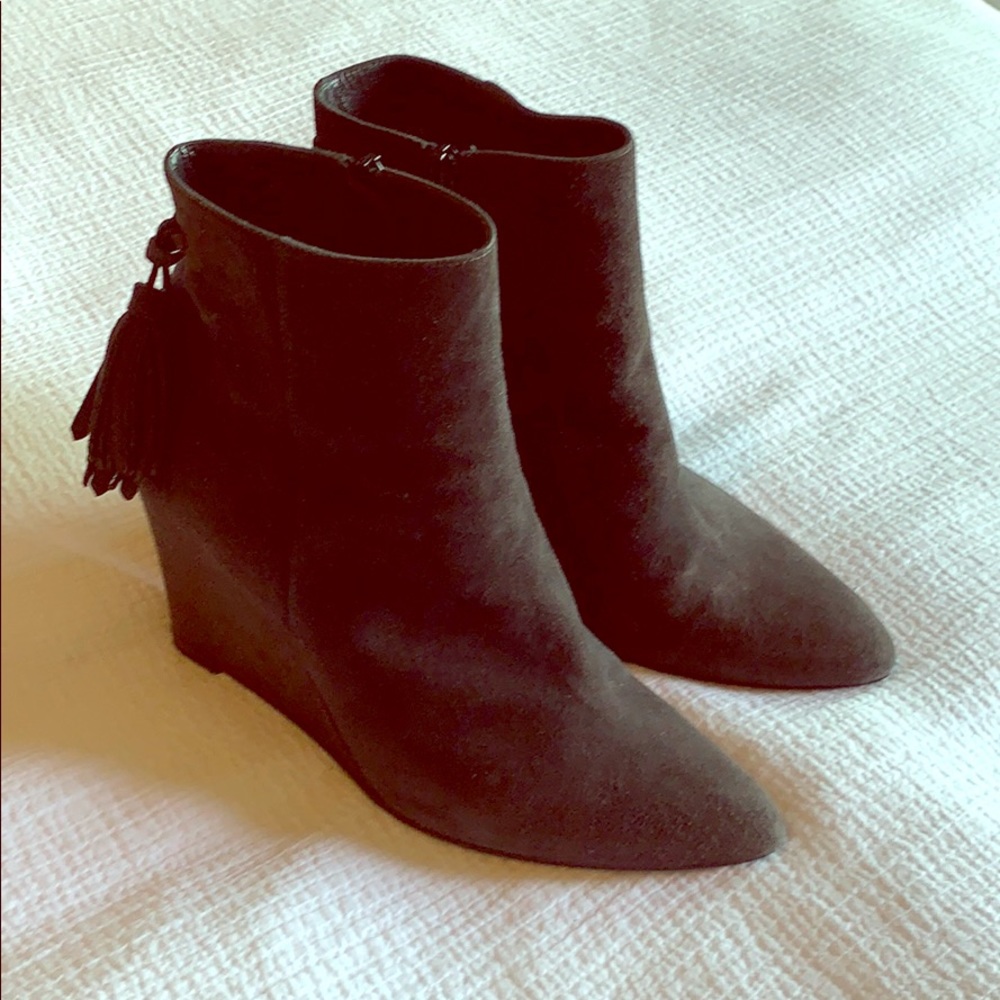 Stuart Weitzman Dark Charcoal Gray Wedge Bootie